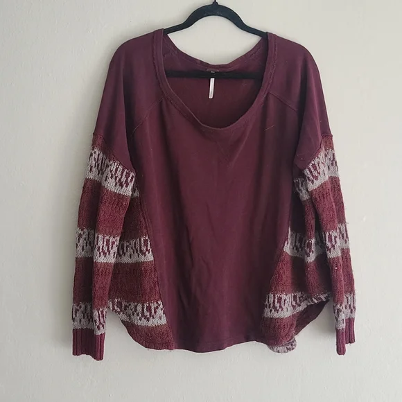 Free People Red Cotton Boyfriend Cardigan - Size M - Picture 3 of 8